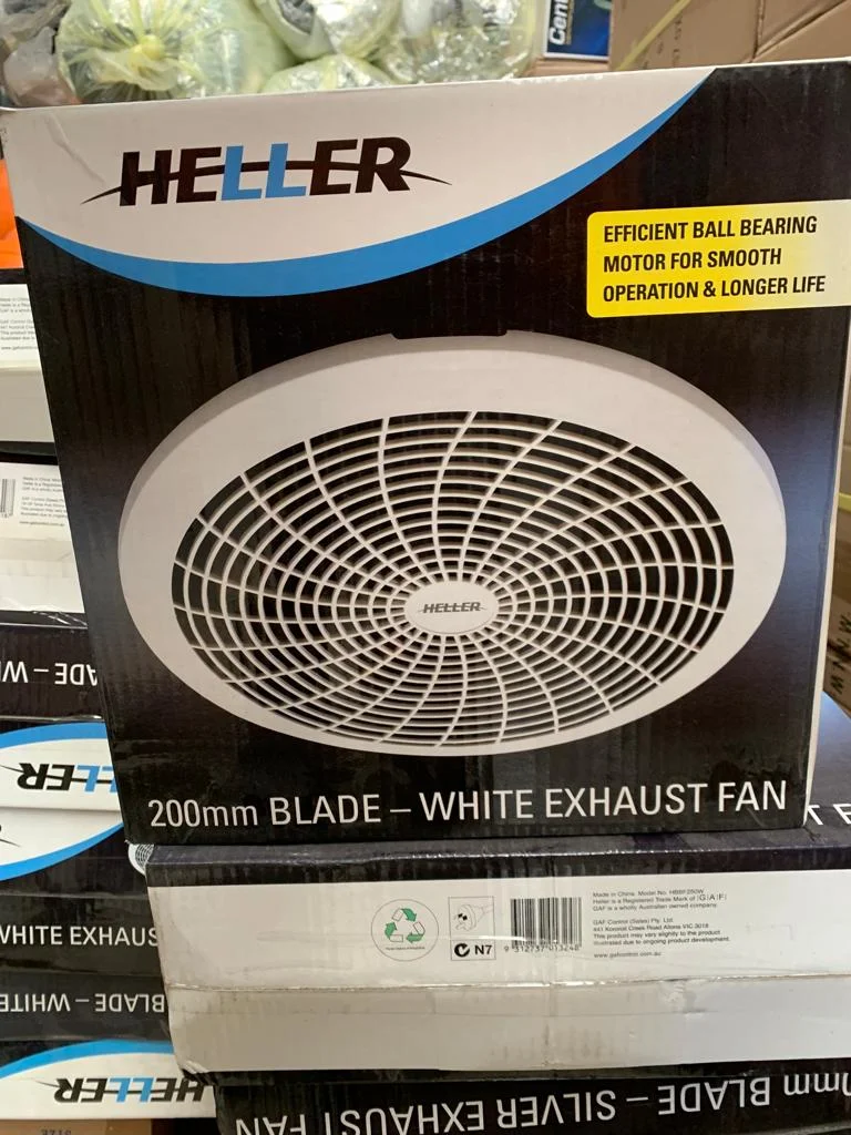 Heller White 200mm Ball Bearing Ceiling Exhaust Fan | Bathroom, Ensuite, Laundry - Image 2
